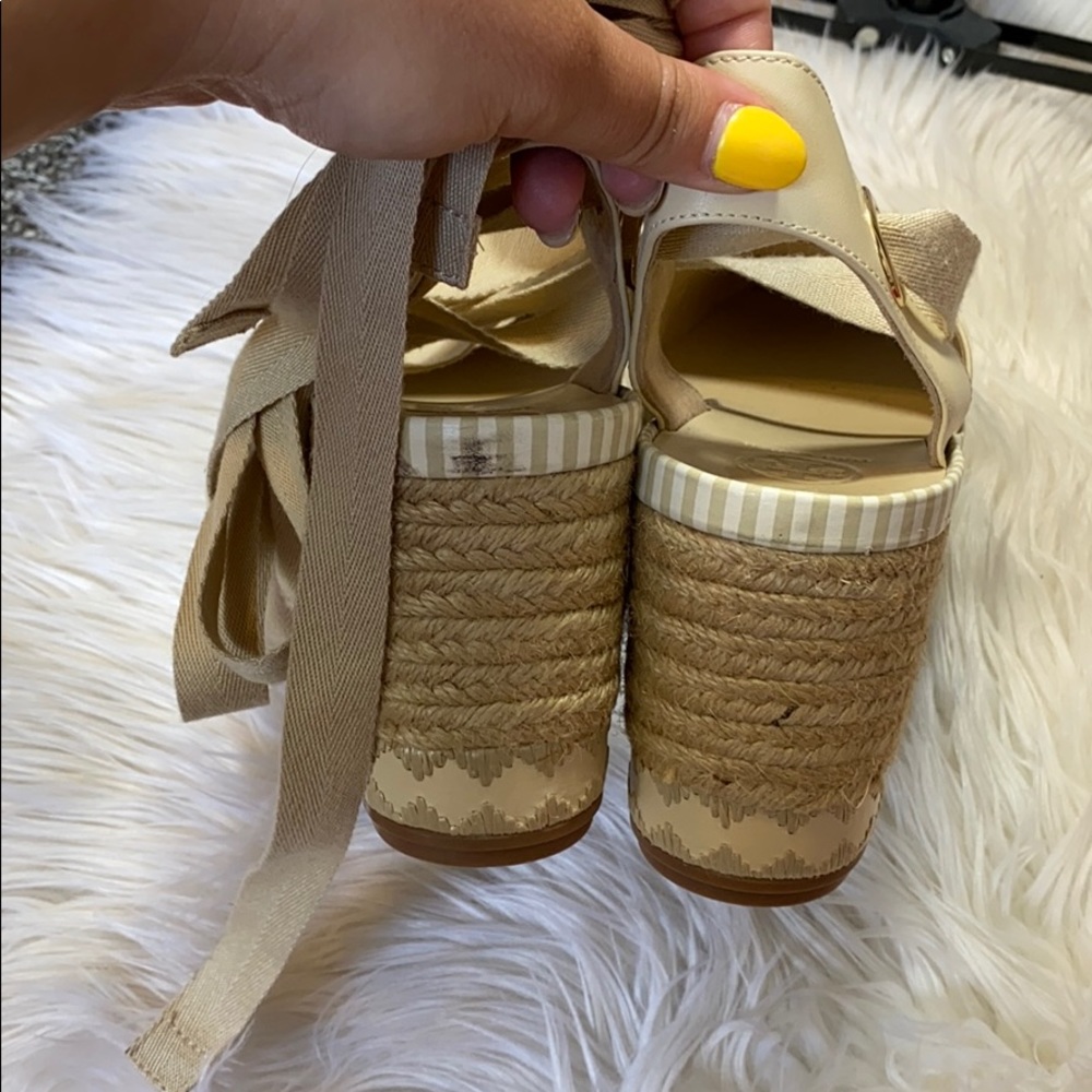 Tory Burch dulce de leche espadrille lace up wedge - Picture 9 of 10